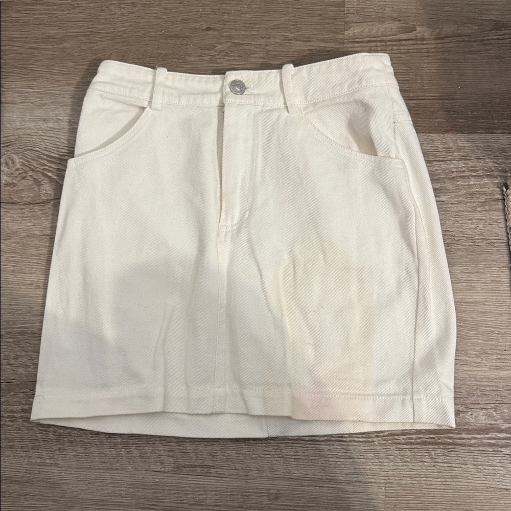 ENGLISH FACTORY Cream Jean Skirt